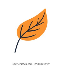 Seth Folk plant orange leaf isolated. Autumn botany. Minimalistic tree. Flat vector illustration