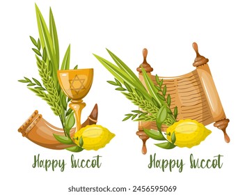 Seth holiday of Sukkot. Freehand drawing, isolate on a white background, clipart. Vector