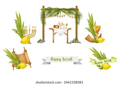 Seth holiday of Sukkot. Freehand drawing, isolate on a white background, clipart. Vector