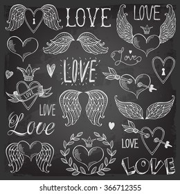 Seth illustrations and decorative elements for Valentine's Day.