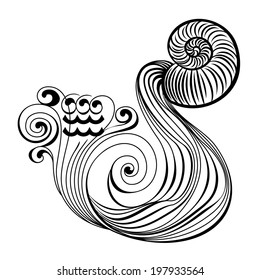 Seth linear monochrome zodiac signs: Aquarius