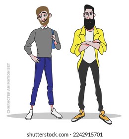 Seth Men Bearded Character Animation Full Length Cartoon Doodle Style Avatar