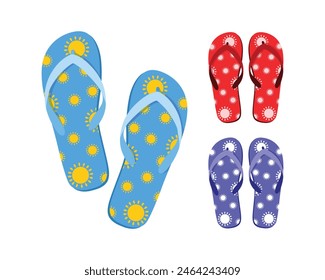 Las chanclas de Seth. Chanclas de colores. Zapatos de playa de verano en estilo de dibujos animados. Ilustración vectorial