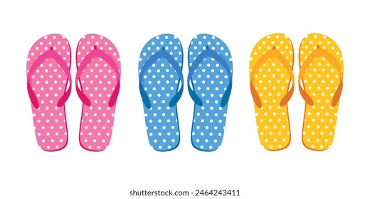 Seth s beach flip-flops. Colorful flip-flops. Summer beach shoes in cartoon style. Vector illustration