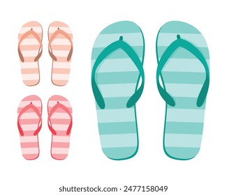 Seth s beach flip-flops. Colorful flip-flops. Summer beach shoes in cartoon style. Vector illustration