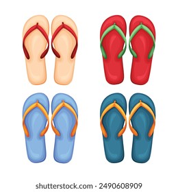 Seth s beach flip-flops. Colorful flip-flops. Summer beach shoes in cartoon style. Vector illustration