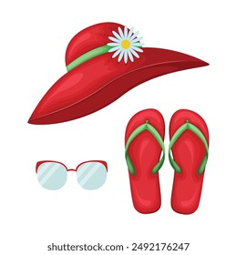 Seth s beach flip-flops. Colorful flip-flops. Summer beach shoes in cartoon style. Vector illustration