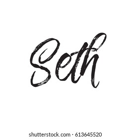 seth, text design. Vector calligraphy. Typography poster. Usable as background.