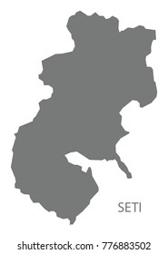 Seti map of Nepal grey illustration silhouette shape