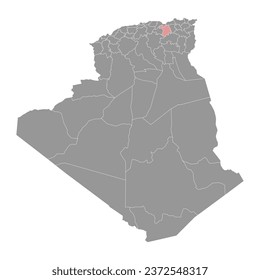 Mapa de la provincia Setif, división administrativa de Argelia.