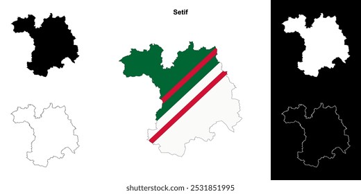 Setif province outline map set