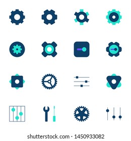 seting, repair, gear flat blue icons set. simple flat creative user insterface icons set vector illustration
