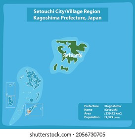 Setouchi City Village Region Kagoshima Prefecture Map, Japan