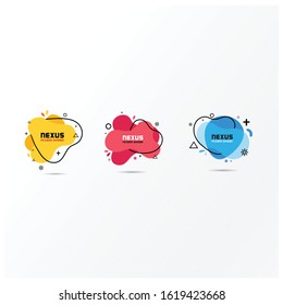 Setpack of modern abstract vector banners. Flat geometric shapes of different colors with black outline in memphis design style. Template ready for use in web or print design.
