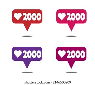 Sets 2000 likes. Social media banner with heart on white background