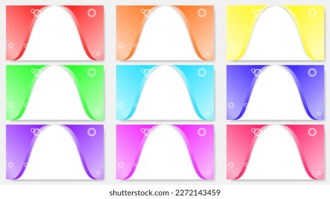 sets of abstract red, orange, yellow, green, blue, purple, pink and white background design with bubbles. simple, modern and elegant concept. used for backdrop, banner, flyer or brochure