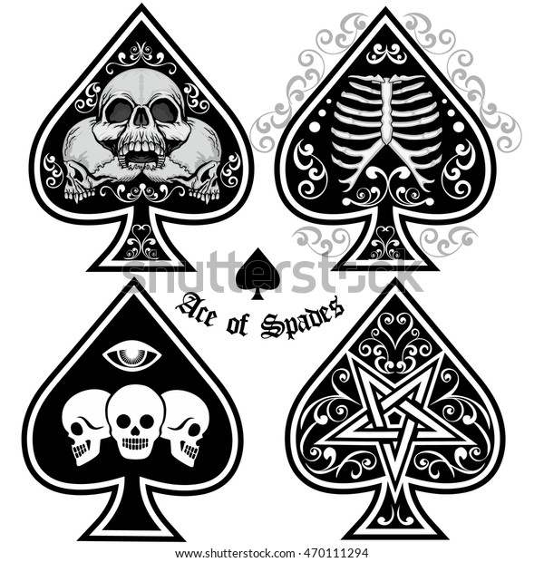 Sets Ace Spades Skull Spades Stock Vector (Royalty Free) 470111294