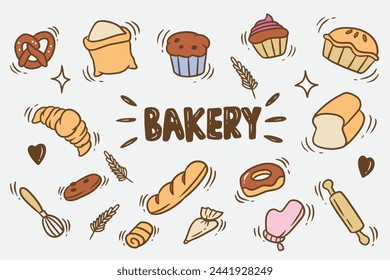 sets of bakery good for design and pattern