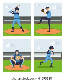 Sets of baseball player vector