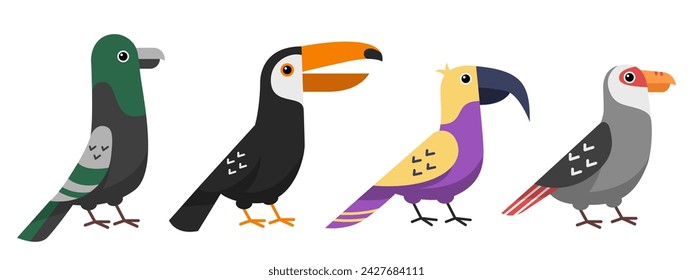 Sets of bird with different species and color