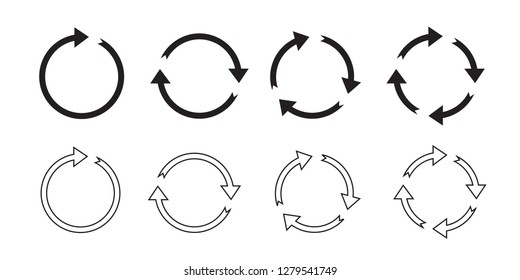 Sets of black circle arrows. Vector Icons. Graphic for website.