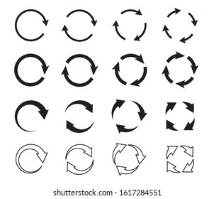 Sets of black circle arrows. Vector Icons. Graphic for website.