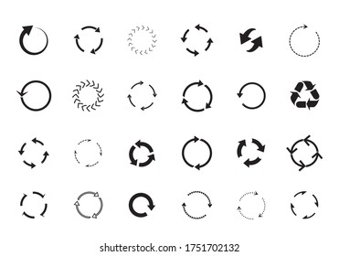 Sets of black circle arrows. Vector Icons. Graphic for website.