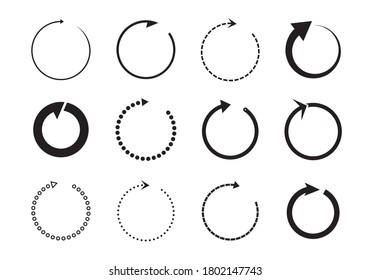 Sets of black circle arrows. Vector Icons. Graphic for website.