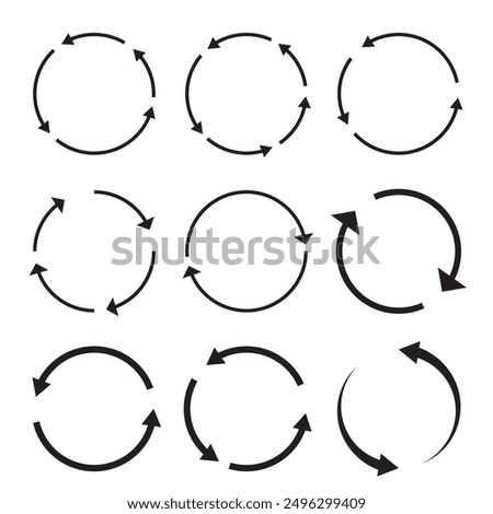 Sets of black circle arrows. Vector Icons. Graphic for website.