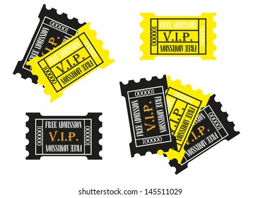 sets of black and yellow admission tickets - EPS10
