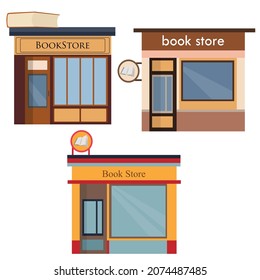 Sets von Gebäudesymbol, Kollektion von Bücherregalen mit flachem Design einzeln auf weißem Hintergrund