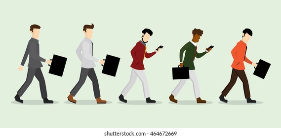 Sets of Business man character vector Illustration. Flat style Design