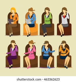 Sets of business women vector Illustration.