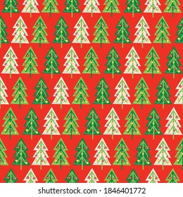 Sets of Christmas tree with red and green color, vector illustration