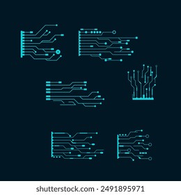 Sets Circuit Blue abstract technology background. artificial intelligence elements on a circuit board.