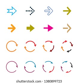 Sets of color circle arrows. Vector Icons. Graphic for website.