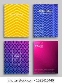 Sets of colorful abstract cover design. Geometric halftone gradients. Vector illustration of bright color abstract pattern background with line gradient texture for minimal dynamic cover design.