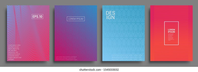 Sets of colorful abstrct cover design. Geometric halftone gradients. Vector illustration of bright color abstract pattern background with line gradient texture for minimal dynamic cover design.