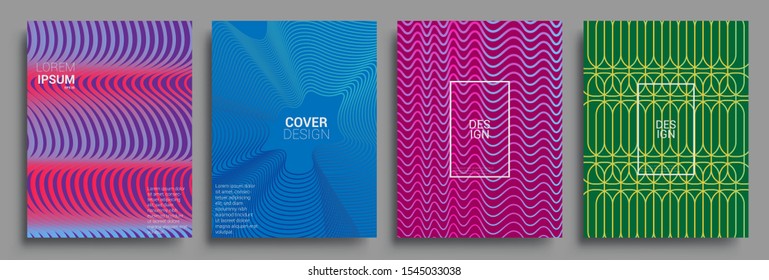 Sets of colorful abstrct cover design. Geometric halftone gradients. Vector illustration of bright color abstract pattern background with line gradient texture for minimal dynamic cover design.