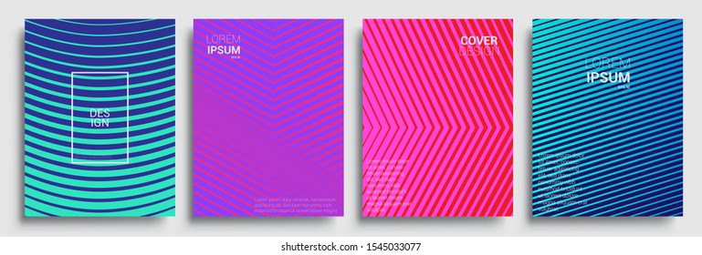 Sets of colorful abstrct cover design. Geometric halftone gradients. Vector illustration of bright color abstract pattern background with line gradient texture for minimal dynamic cover design.