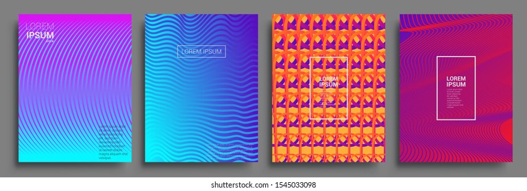 Sets of colorful abstrct cover design. Geometric halftone gradients. Vector illustration of bright color abstract pattern background with line gradient texture for minimal dynamic cover design.