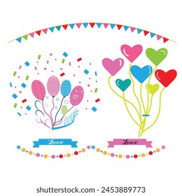 Conjuntos de colección de globos de colores.