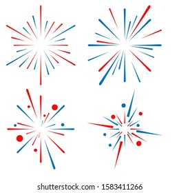 Sets of colorful fireworks with star and particles vector design. New year design poster, flyer, banner and background. New year design asset. Modern vector design