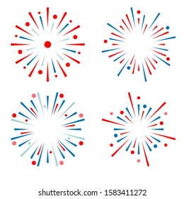 Sets of colorful fireworks with star and particles vector design. New year design poster, flyer, banner and background. New year design asset. Modern vector design