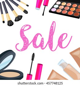 Sets of cosmetics on isolated background. Vector design of make up. cosmetics sale . 