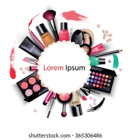 Sets of cosmetics on isolated background.vector