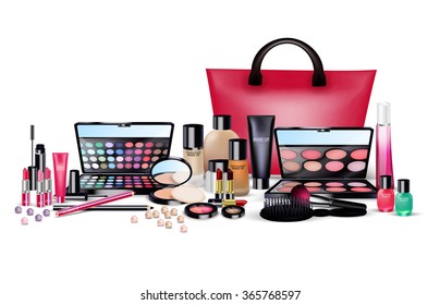Sets of cosmetics on isolated background.vector