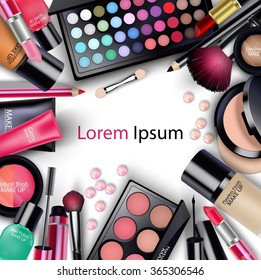 Sets of cosmetics on white background.vector