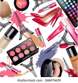 Sets of cosmetics on white background.vector