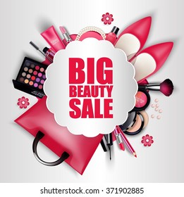 Sets of cosmetics on white background.Vector